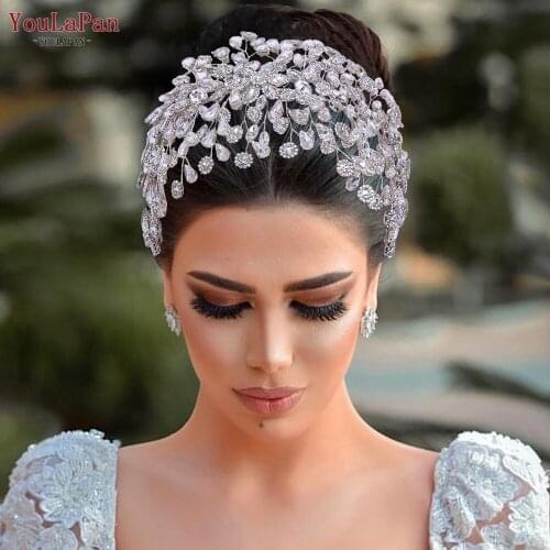 TOPQUEEN HP388 Rhinestone Wedding Headband Bridal Headpieces Baroque Headwear Silver Crystal Women Tiara Crown Hair Jewelry