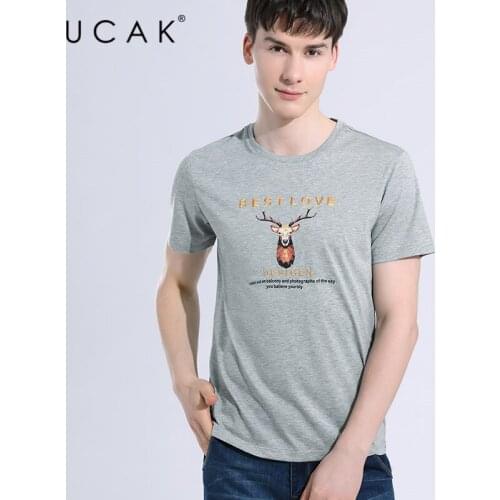 UCAK Brand Classic O-Neck Silk Short Sleeve T Shirt Men Clothes Summer NEW Arrivals Streetwear Casual Tshirt Male Homme U5628
