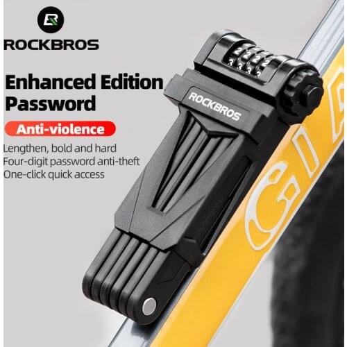 ROCKBROS Fingerprint Bicycle Lock Zinc Alloy Four-Digit Secret Anti-Theft Foldable Password 85CM Lock Door Moto Bike Accessories