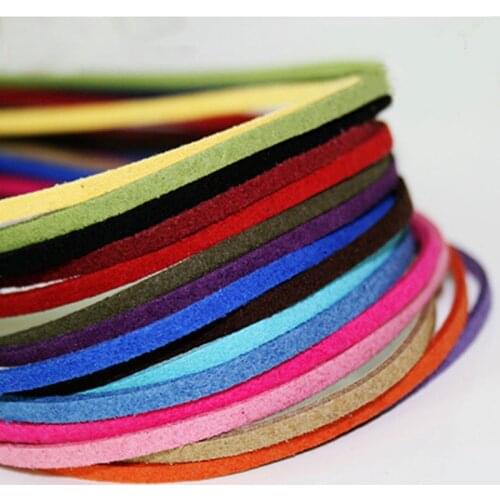 3MM Multicolor 4M black white brown Flat Faux Suede Korean Velvet Cord Jewelry string Rope Thread Rope Findings DIY Necklace