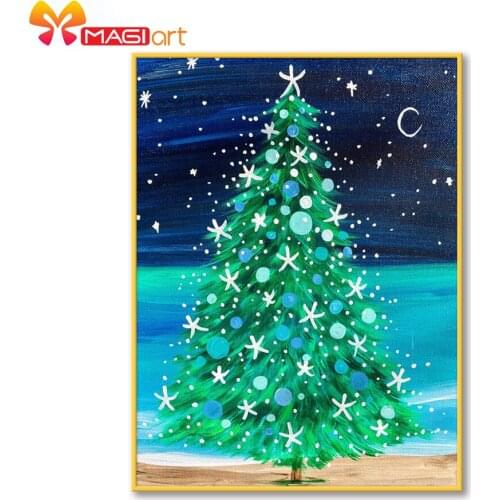 Cross stitch kits Embroidery needlework sets 11CT water soluble canvas patterns 14CT Full Christmas tree and Starry sky NCMC092