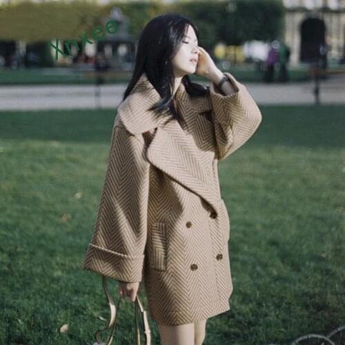 Xnxee Women Autumn Winter Woolen Coat Loose Fashion Wool Overcoat