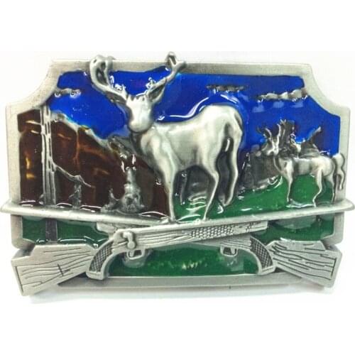 Western deer zinc alloy buckle field m drip dress belt buckle for 4.0