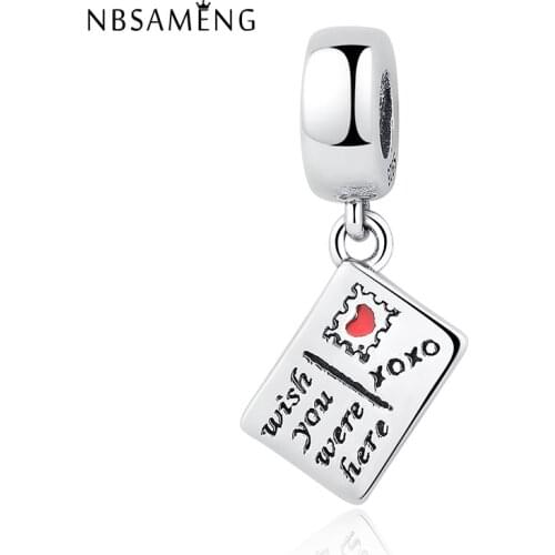 New 100% 925 Sterling Silver Bead Charm Eiffel Tower postcard With Heart Pendant Beads Fit Bracelet Women DIY Jewelry