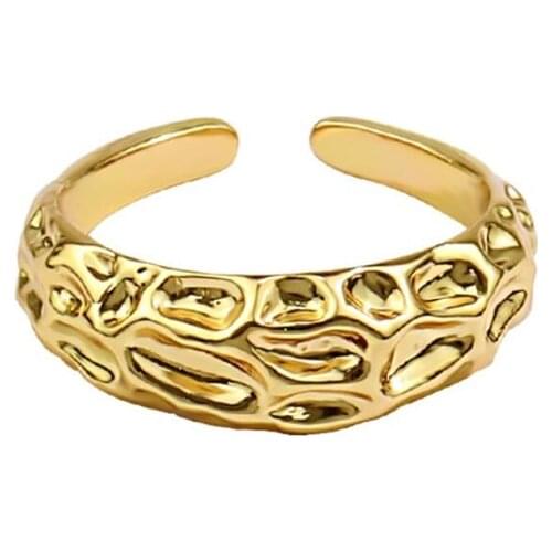 Sole Memory Retro Creative Bark 925 Sterling Silver Female Resizable Opening Rings SRI915