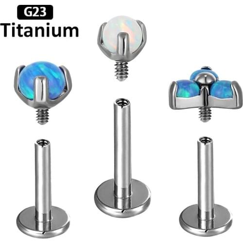 1PS G23Titanium Opal Stone fund sell like hot cakes inside the circular shaped style stud Lip ear bone stud ear Piercing Jewelry