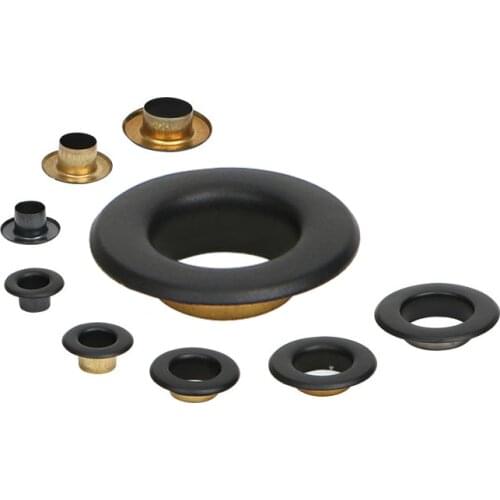 100sets Lacquer Matte Black Eyelets Flat Type Brass Eyelet for Leathercraft Shoes Bag Canvas Dress Clothes Accessories Grommet