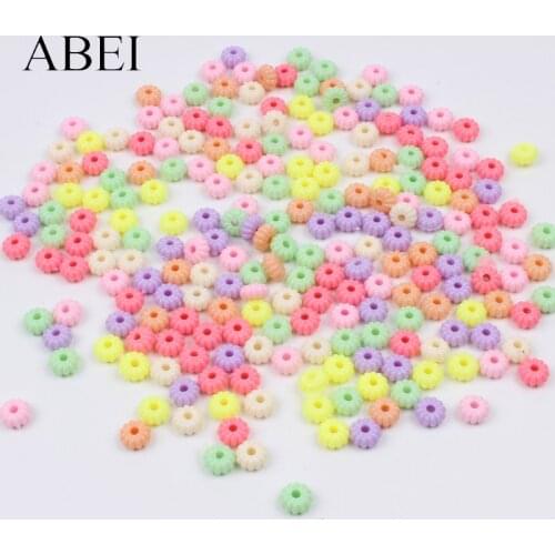 100pcs 10mm Acrylic Resin Flower Bead Mix Colors Loose Beads DIY Handmade Crafts Jewelry Finding
