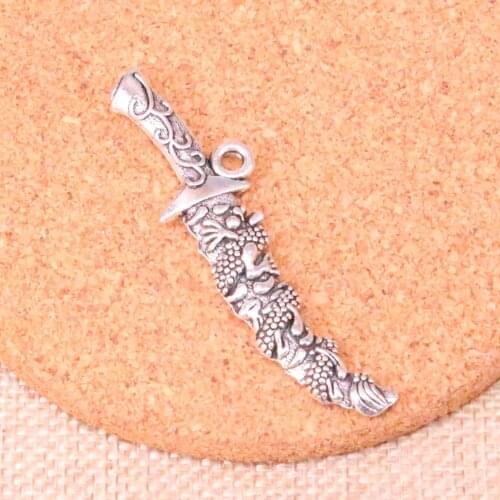 4pcs Tibetan Silver Plated samurai sword dagger Charms Pendants for Jewelry Making DIY Handmade Craft 59*14mm