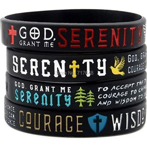 40pcs Serenity Prayer Scriptures wristband silicone bracelets free shipping by epacket A