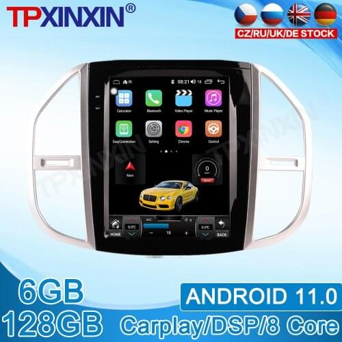 Android 11.0 For Mercedes Benz Vito 2012 2013-2020 Tesla Style Touch Screen Navigation 128GB Car Multimedia Radio Player Carplay