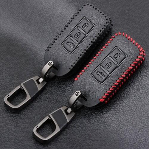 Genuine Leather Car Key Fob Case Cover Shell for Mitsubishi Eclipse Cross ASX Key Case for Car Keychain Keybag Car Accessories