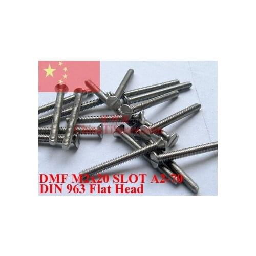 Stainless Steel screws M2x20 DIN 963 A2-70 Polished ROHS 100 pcs