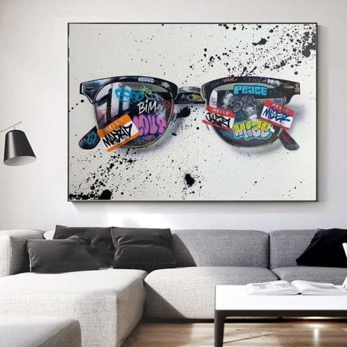 Graffitti Street Art Glasses Canvas Painting Sunglasses Posters and Prints Wall Art Picture for Living Room Home Decor Cuadros