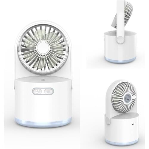 J0PE Desktop Air Cooler 2000mAh Rechargeable 3 Speeds Personal Air Conditioner Humidifier Fan with LED Night Light for Home