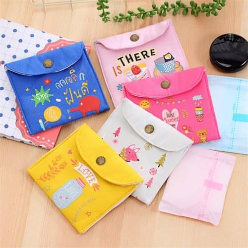 Women Girls Dot Pattern Organizer Purse Napkin Towel Storage Bags Cosmetic Pouch Case Sanitary Napkin Bag