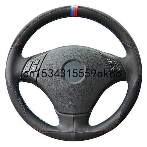 Black Leather Car Steering Wheel Cover For BMW E90 320 318i 320i 325i 330i 320d X1 328xi 2007