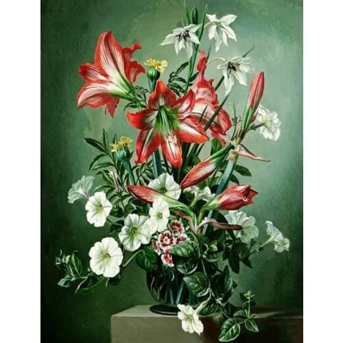 Lily Morning glory flower still life Embroidery Needlework 14CT Counted Unprinted DIY Cross Stitch Kits Handmade Arts Decor