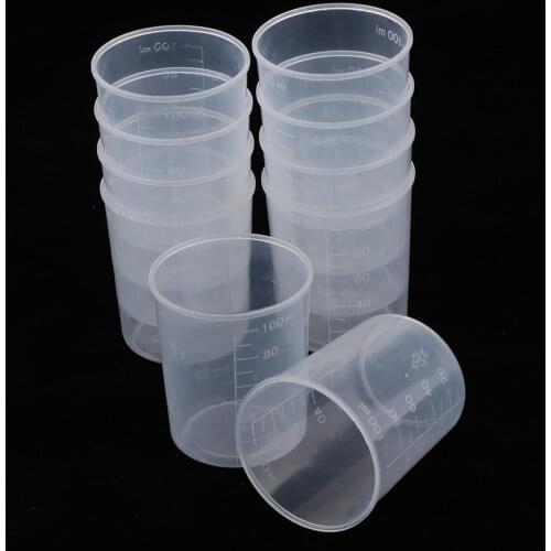 10Pcs 100ml Plastic Graduated Measuring Cups Epoxy Resin Mixing Art Waxing Kitchen Beakers Liquid Measure Jug Cup Container