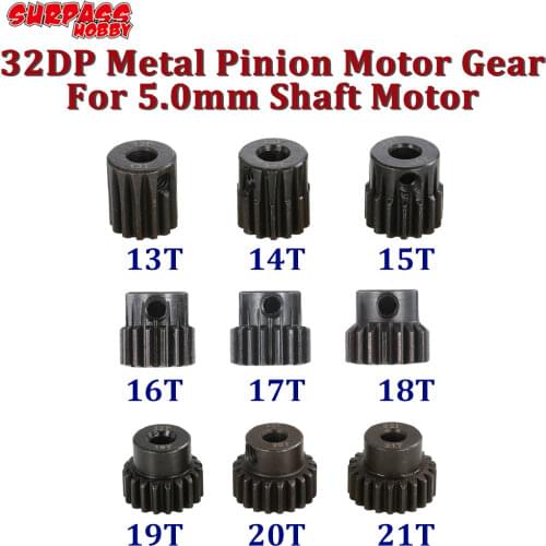 SURPASS HOBBY 32DP Metal Pinion Motor Gear Metal 5mm Shaft Motor 13T 14T 15T 16T 17T 18T 19T 20T 21T for 1/8 1/10 RC Car Motor