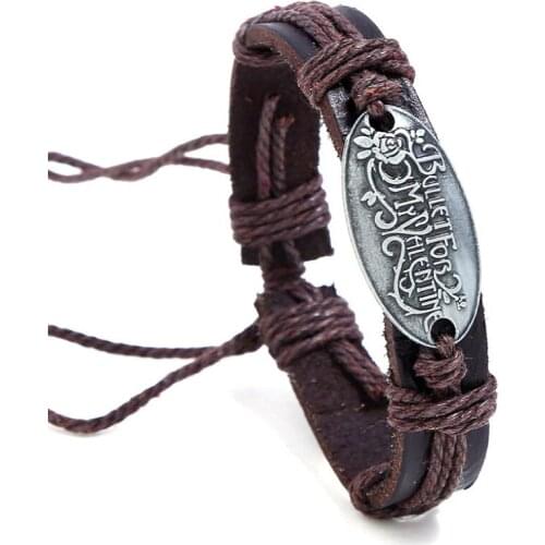 Punk Rock Fashion Rose Charm Bracelet Wrap Vintage Genuine Leather Rope Bangle Alloy Valentine Wristbands Casual Hiphop Jewelry