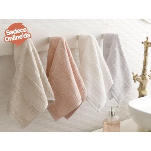 Fancy Dobby 4'lü Hand Towel Set 30x40 Cm Ecru-Light Beige-Nude-Gray Bathroom Accessories spa Sauna Turkish