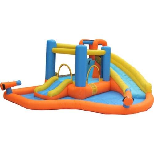 Inflatable Child Bouncy Castle Combination Trampoline with Two Water Slide Two Water Gun and Bounce House Big Water Pool
