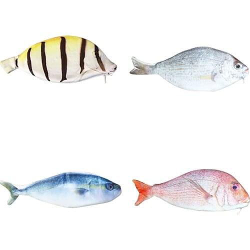 Fish shaped pencil bag pencil case box fish school pen case originality School creative gifts (Red)