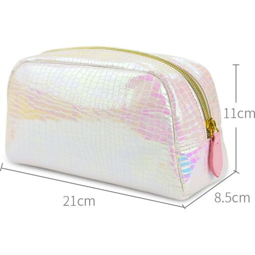 PU Laser Cosmetic Bag Women Wash Storage Bag Crocodile Pattern Cosmetic Case Pouches Travel Makeup Toiletry Organizer Holder
