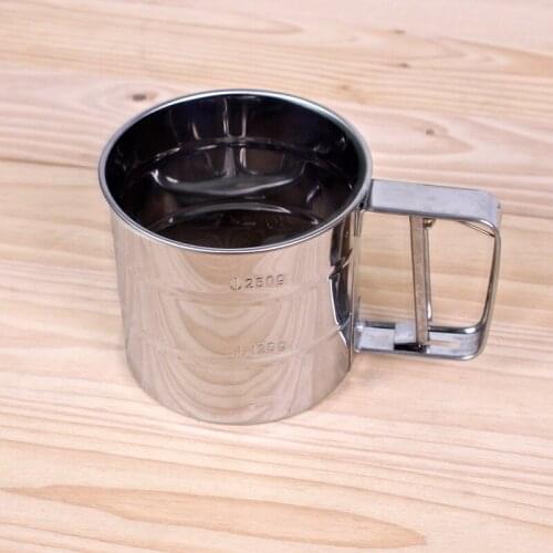 Stainless Steel Semi Automatic Single Layer Flat Bottom Powder Screen for Baking Tools Hand Held Flour Screen