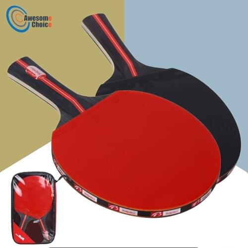 2pcs/lot Table Tennis Bat Racket Double Face Pimples In Long Short Handle Ping Pong Paddle Racket Set