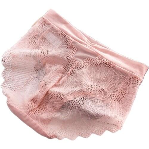 S206 New Womens Panties Lace and Silk Material Sexy Female Underwear Seamless Briefs With Large Size and Multicolor Soft Breath