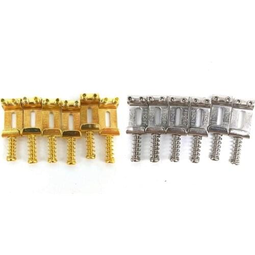 12 Roller Bridge Pull String Code Electric Guitar Saddle For Stratocaster Telecaster - 6Pcs Silver & 6Pcs Gold