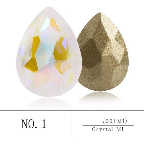 Swarovsky 50Pcs Mocha Fluorescent Crystal Nail Rhinestones 3D Strass 13*18mm AB Manicure Nail Art Decoration Charms Gem