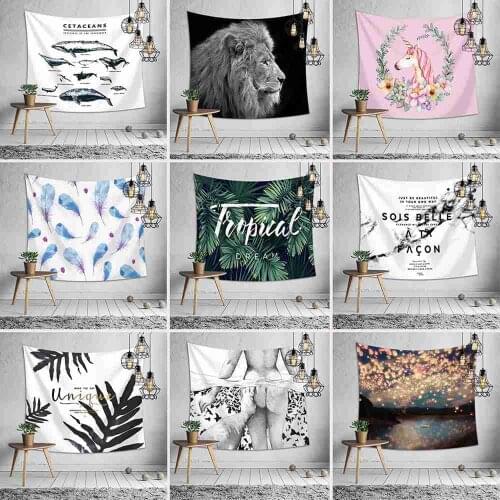 Spring Summer Green Plants Sea Cactus Deer Tapestry Wall Hanging Decor Home Carpet Wall Cloth