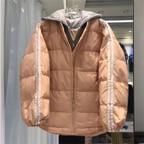 High Quality Couple White Duck Down Jacket Mens And Womens Hooded Thick Loose Down Jacket