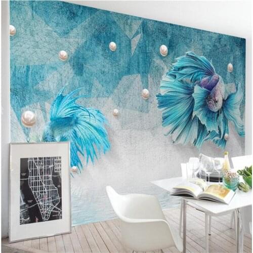 Wellyu 3d papel de parede Custom wallpaper dark blue abstract lines peacock jewelry background wall wallpapers for living room