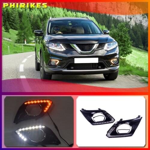 For Nissan X-trail Xtrail T32 2014 2015 2016 Yellow Signal Function Relay Waterproof 12V Car DRL LED Daytime Running Light