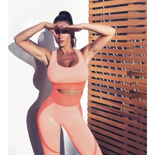 Ogilvy Mather Women sets 2 pieces Fitness Tracksuit Vintage elastic tank top with Pads Long high waist leggings Casual sportwear