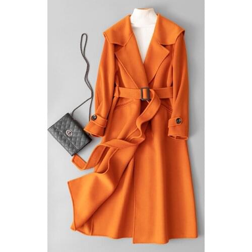 Autumn and Winter New Double-sided Cashmere Coat Womens Mid-length Korean Style Loose Temperament Woolen Coat Trend