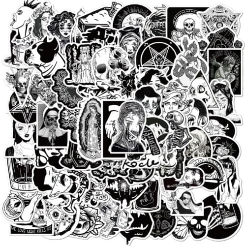 10/30/50 PCS Gothic Witch Goth Stickers For Notebooks Stationery Adesivi Scrapbooking Skeleton Sticker Vintage Craft Supplies