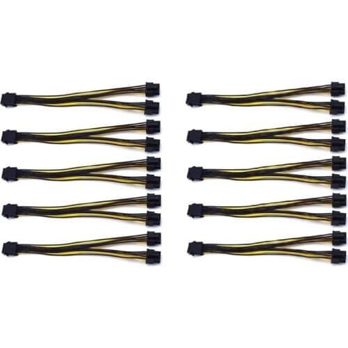 10Pcs 8 Pin PCIE to Dual PCIE 8 (6+2) Pin Power Cable Motherboard Graphics Card PCI-E GPU Power Splitter GPU Power Cable