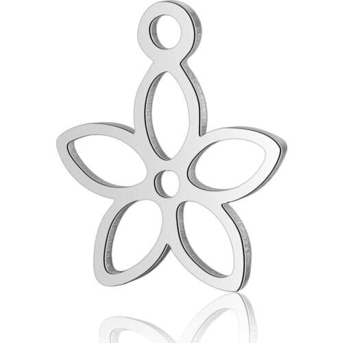 10pcs/lot 15*8.4mm Stainless Steel Flowers Pendant Bracelet Charms DIY Crafting Jewelry Making Handicraft Accessories Wholesale