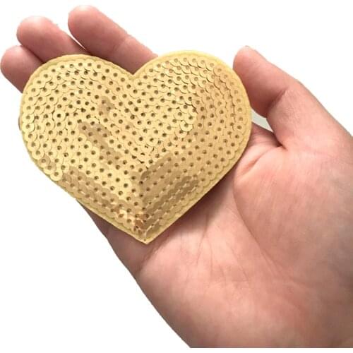 10pcs/lot Gold Heart Sequined Iron on Patch for clothes Small Hearted Sequins Appliques DIY Decoration Stickers