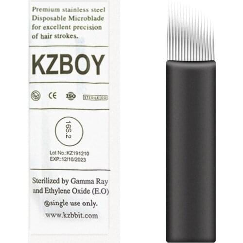 25pcs Microblading Needles 0.2mm 16S Sharp Microblading Blade Stainless Steel for Eyebrow Hair Stroke