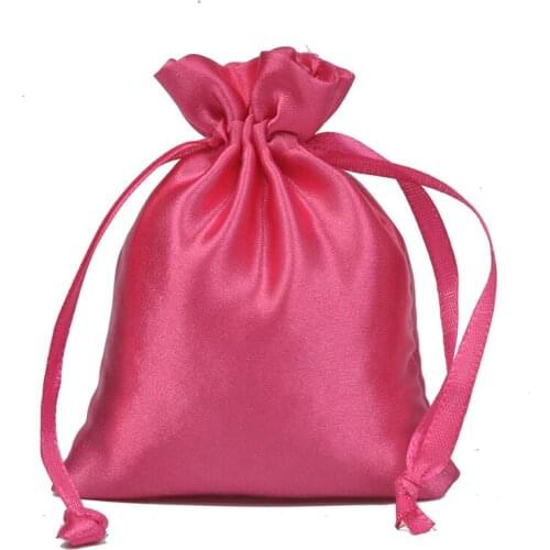 50pcs/lot 9x12cm Satin Gift Bags Jewelry Pouches Cosmetic Party Bead Ring Makeup Packing Bags Silk Drawstring Bag Custom Logo