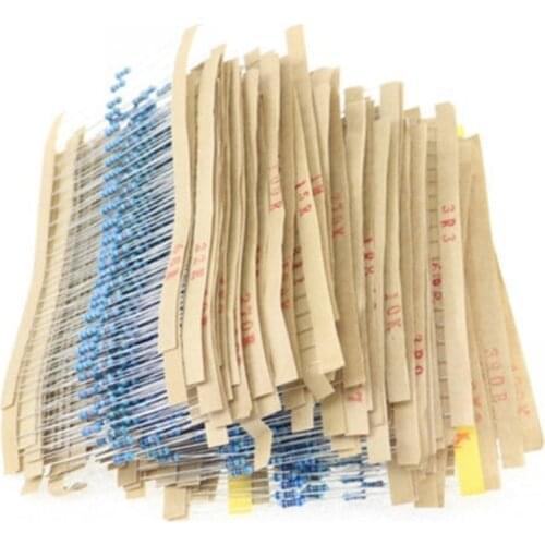 600pcs/lot 30 values 1/4W 0.25W 1% Metal Film Resistor Assortment Kit Set 1R-10mR 1ohm-10Mohm resistor samples kit