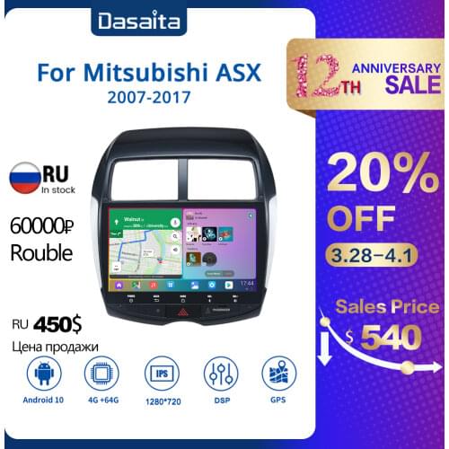 Dasaita 1din Android 10 Car Stereo for Mitsubishi ASX Peugeot 4008 Citroen C4 Air Cross Multi Touch Screen radio MP3 USB