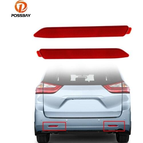 POSSBAY Car Rear Bumper Reflector Tail Lights Red Rear Lens Brake Light Trim Cover Exterior Parts for Toyota Sienna 2010-2017