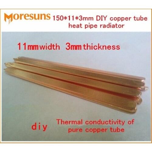 Free Ship 5pcs Thermal conductivity of pure copper tube 150*11*3mm DIY copper tube heat pipe radiator Sintered heat tube